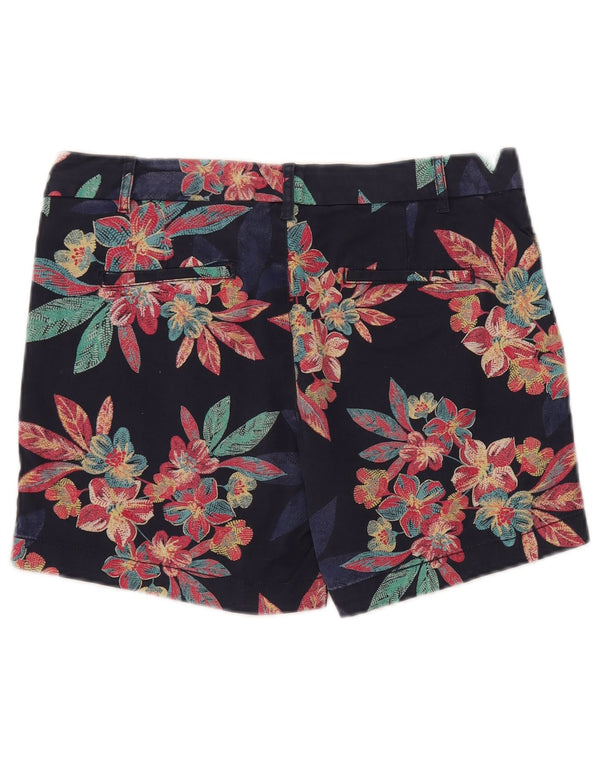 Fat Face Short Chino Femme UK 12 Moyen W32 Bleu Marine Coton Floral