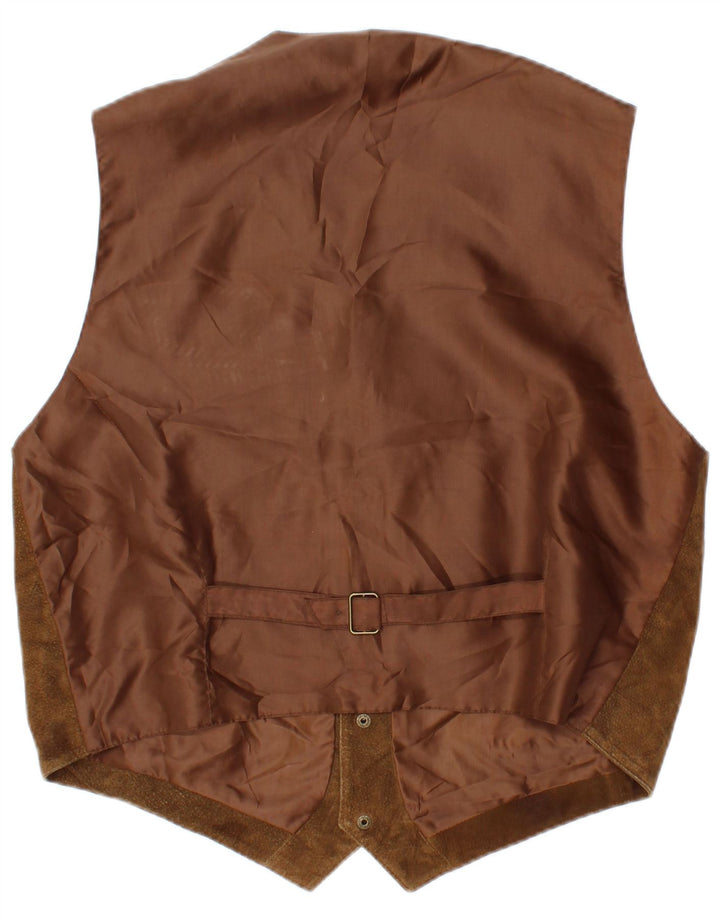 VINTAGE Gilet en Daim Homme IT 50 Cuir Marron Moyen