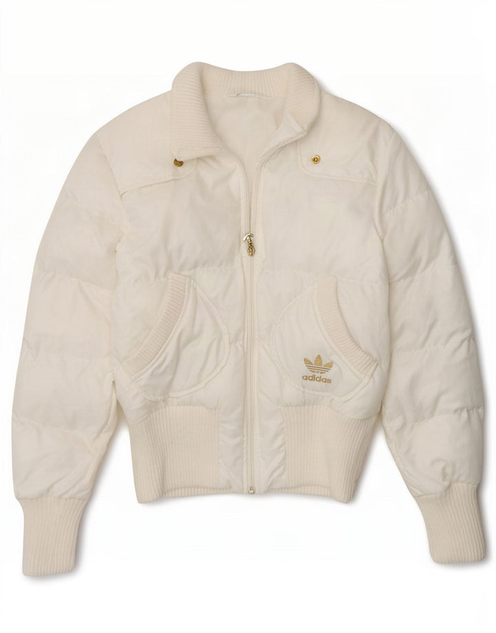 Adidas Veste matelassée graphique pour femme UK 10 Small Blanc Polyester