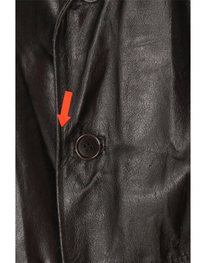 VINTAGE Mens Leather Coat UK 36 Small Black Leather Vintage Vintage and Second-Hand Vintage from Messina Hembry 