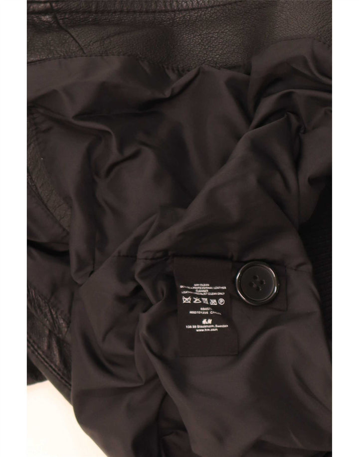 H&M Veste en cuir militaire pour femme UK 14 Medium Noir