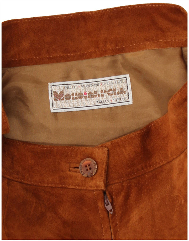 jupe en daim femme vintage W28 cuir marron moyen