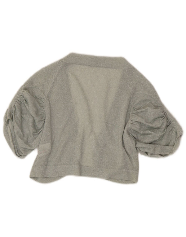 Coast Femme Boléro Cardigan Pull à Manches Courtes UK 10 Petit Gris Coton
