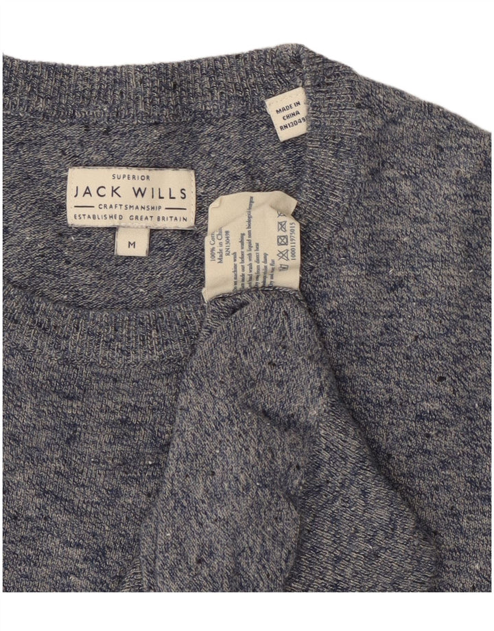 JACK WILLS Pull Col Rond Homme Bleu Moyen Moucheté Coton
