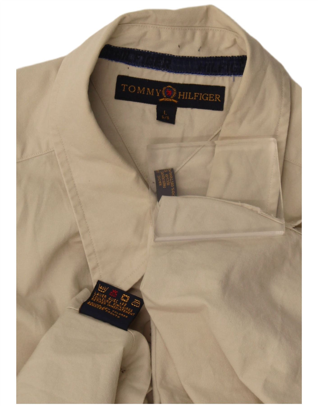 Tommy Hilfiger Chemise Homme Large Beige Coton