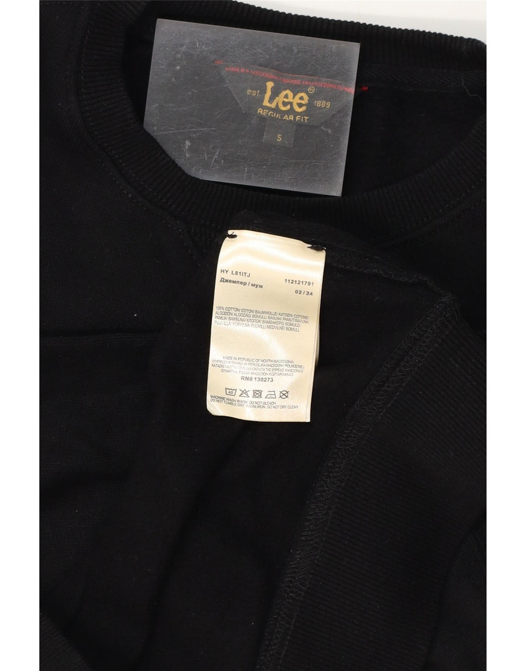 LEE Sweat-shirt coupe classique pour hommes, petit coton noir
