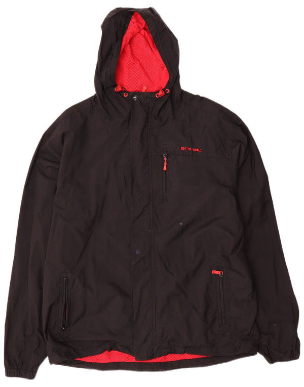 ANIMAL Veste de pluie à capuche pour homme UK 42 XL Nylon noir
