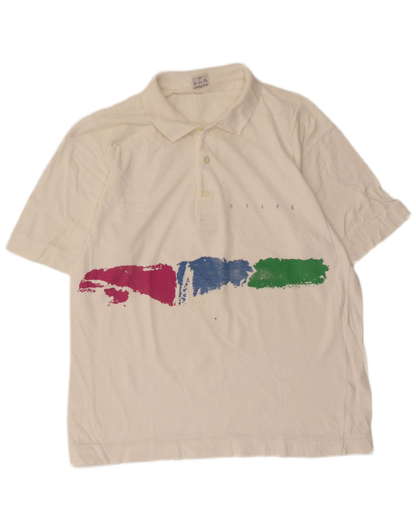 Belfe Polo Homme Coupe Regular UK 42 Grand Blanc Tie Dye Coton