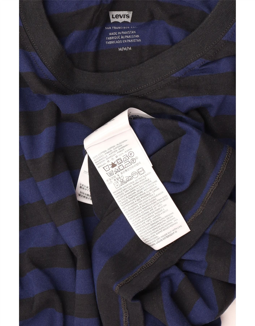 Levi's Haut Oversize Femme Manches Longues UK 44 Bleu Marine Rayé Moyen