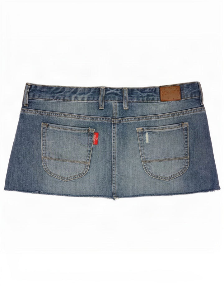 Superdry Mini-jupe en jean vieilli pour femme Medium W34 Bleu Coton