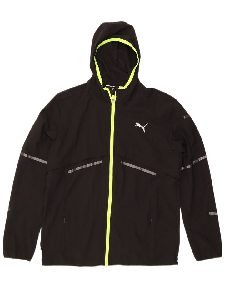 Puma Veste de pluie à capuche pour homme UK 40 Large Noir Nylon