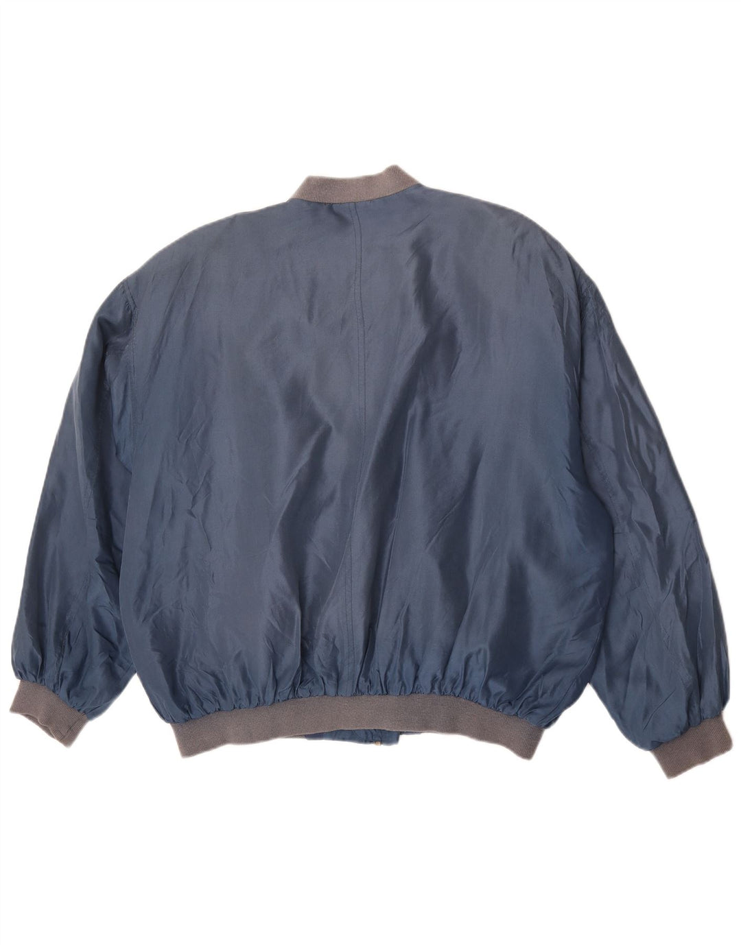 Veste Bomber Homme Vintage UK 42 XL Soie Bleue