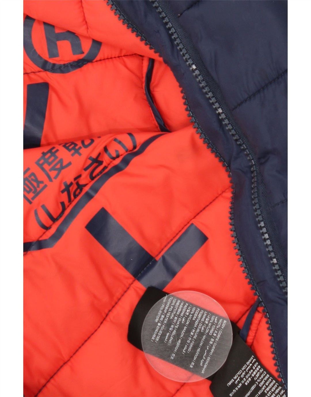 Superdry Veste matelassée pour hommes UK 40 Large Bleu Marine Nylon