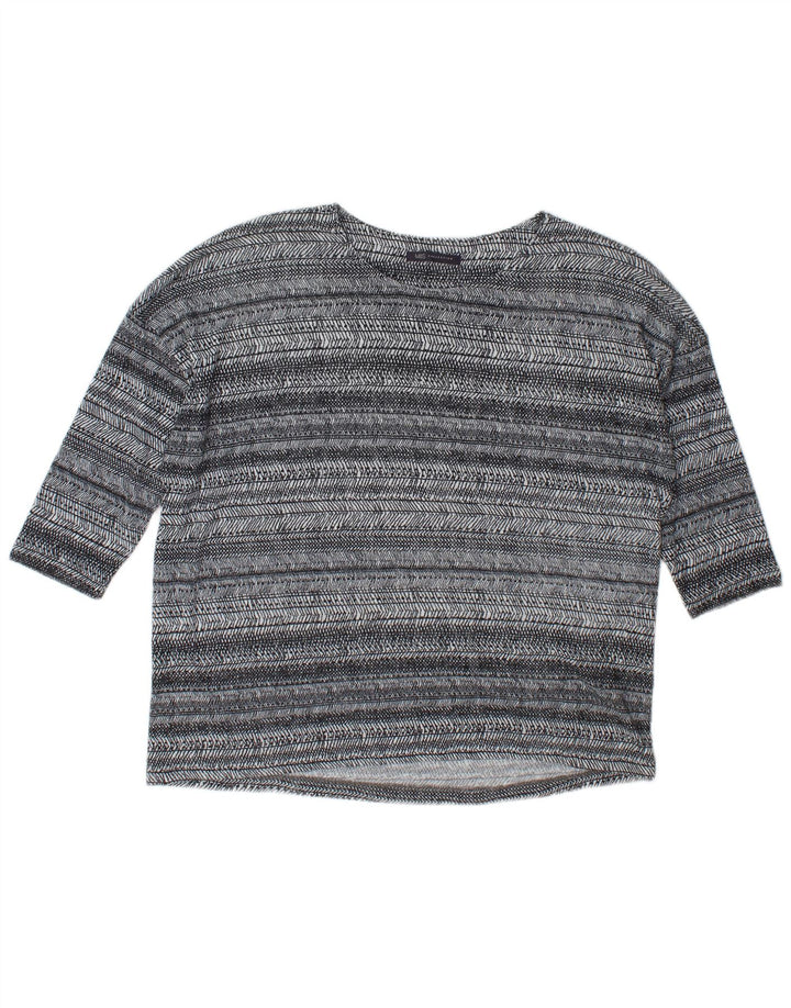 Marks & Spencer Haut surdimensionné à manches 3/4 pour femme UK 18 XL Gris rayé