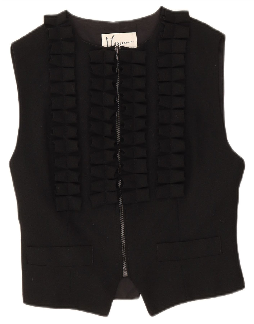 gilet femme vintage UK 16 Petite laine noire