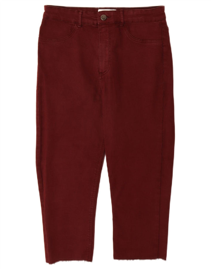 Zara Jean Capri Femme EU 40 Medium W30 L18 Bordeaux