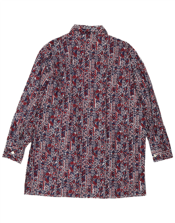 VINTAGE Chemise Homme Taille 41 Grand Bleu Marine Géométrique