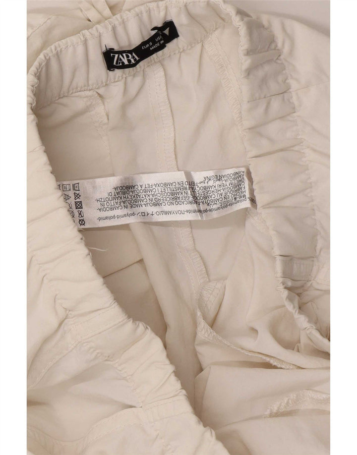 Zara Pantalon Cargo Joggers Femme Petit W28 L30 Blanc Polyamide