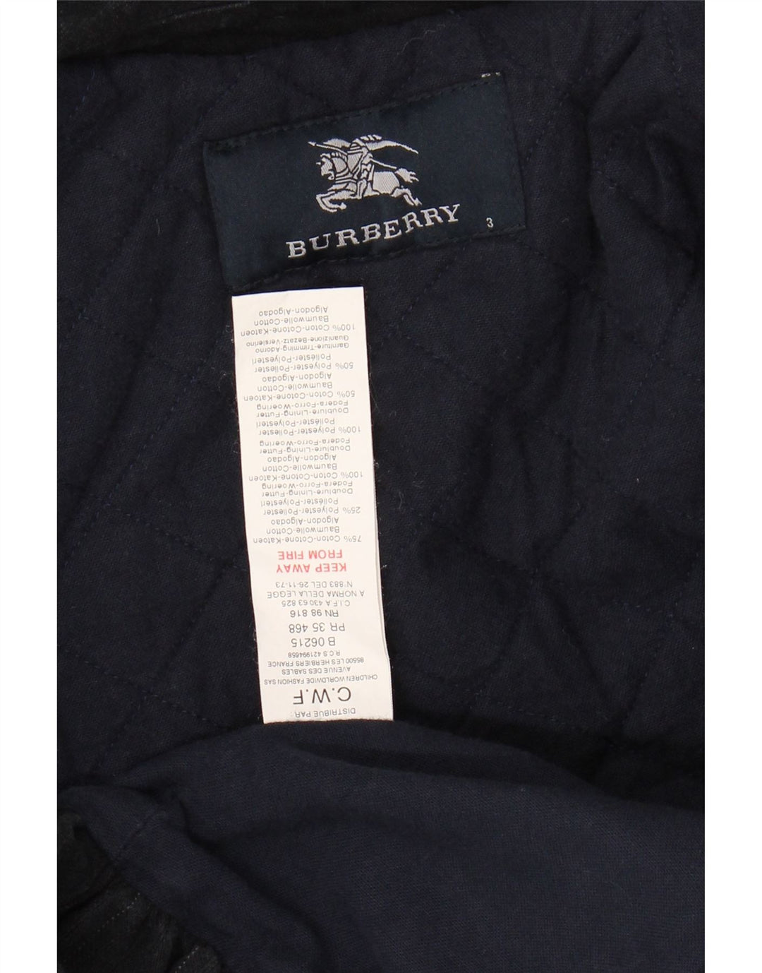 BURBERRY Manteau croisé pour filles 2-3 ans en coton noir à fines rayures