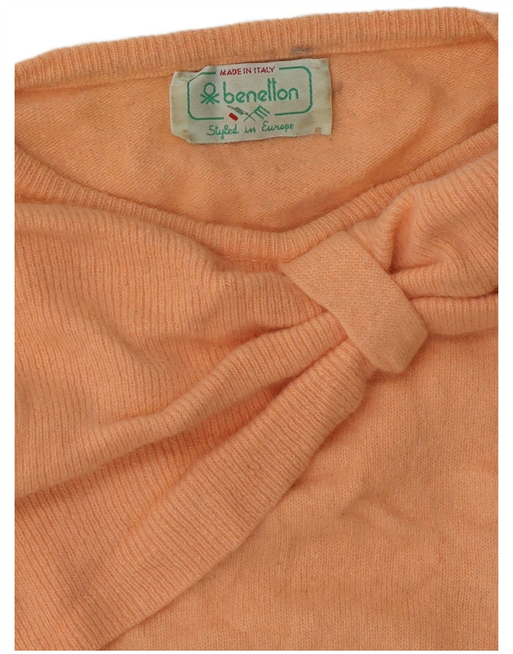 BENETTON Pull court à col bateau pour femme UK 12 Rose moyen