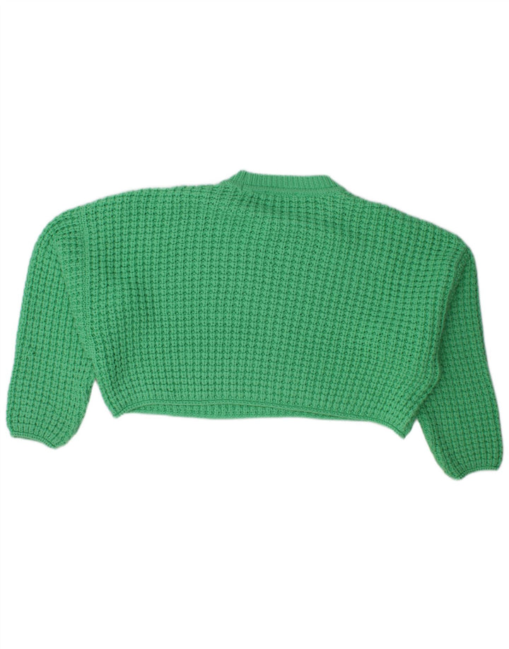 Zara Pull court surdimensionné à col rond pour femme UK 14 Vert moyen