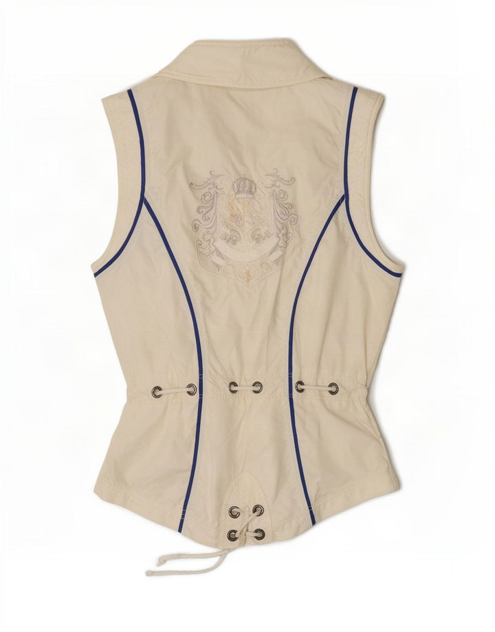 Sportalm Gilet Graphique Femme EU 36 Petit Blanc Cassé Colourblock Polyamide