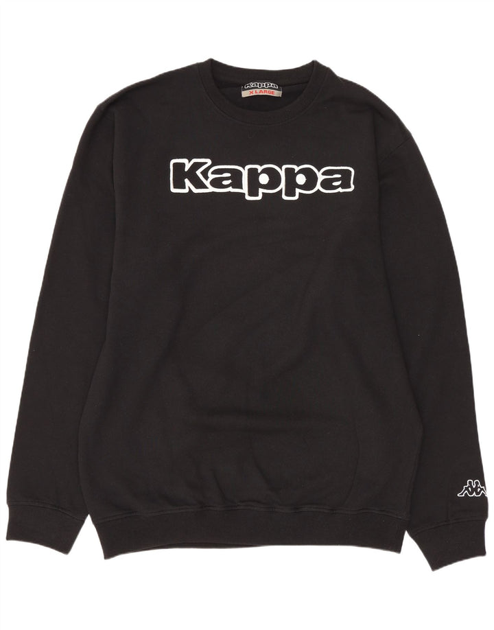 Kappa Homme Graphic Sweatshirt Jumper XL Noir Coton