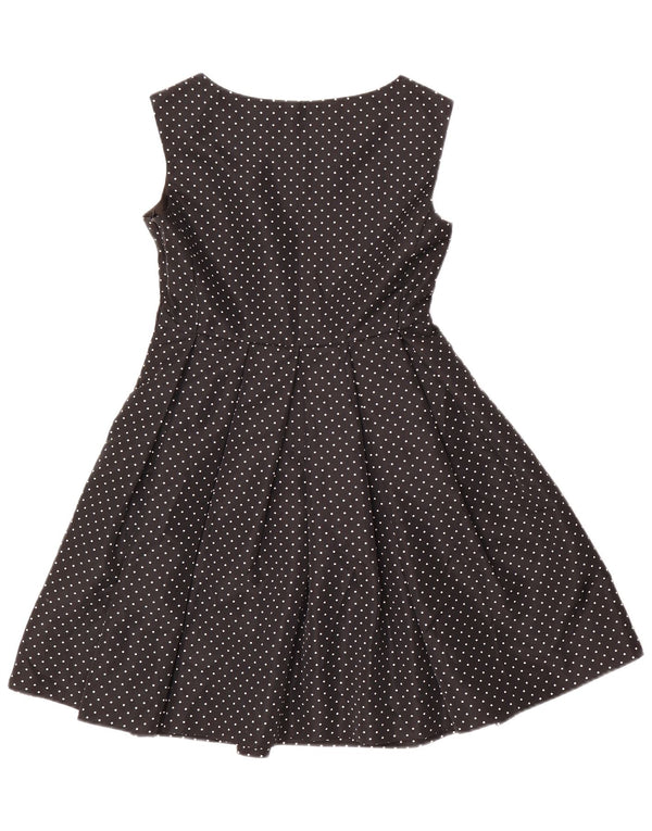 Zara Robe trapèze sans manches pour femme UK 10 Petit polyester à pois noir