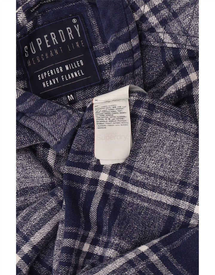 Superdry Chemise en flanelle pour homme en coton à carreaux bleu marine moyen