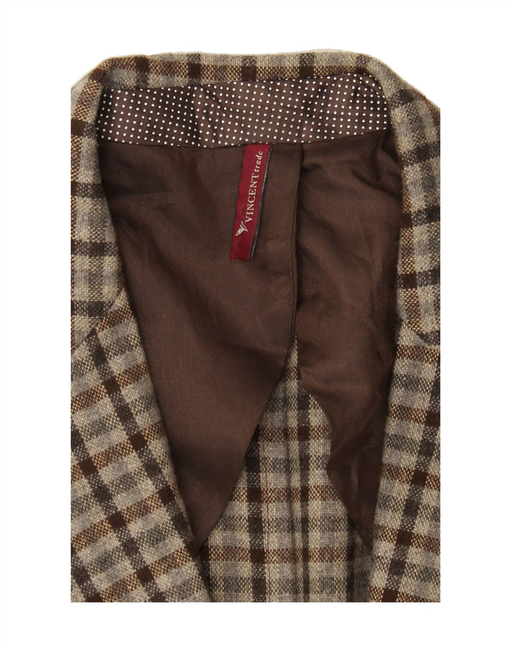 VINCENT Mens 2 Button Blazer Jacket UK 38 Medium Grey Check Vintage Vincent and Second-Hand Vincent from Messina Hembry 