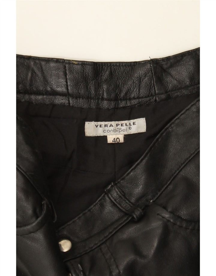 CONBIPEL Womens Leather Casual Trousers IT 40 Small W28 L32 Black Leather Vintage Conbipel and Second-Hand Conbipel from Messina Hembry 