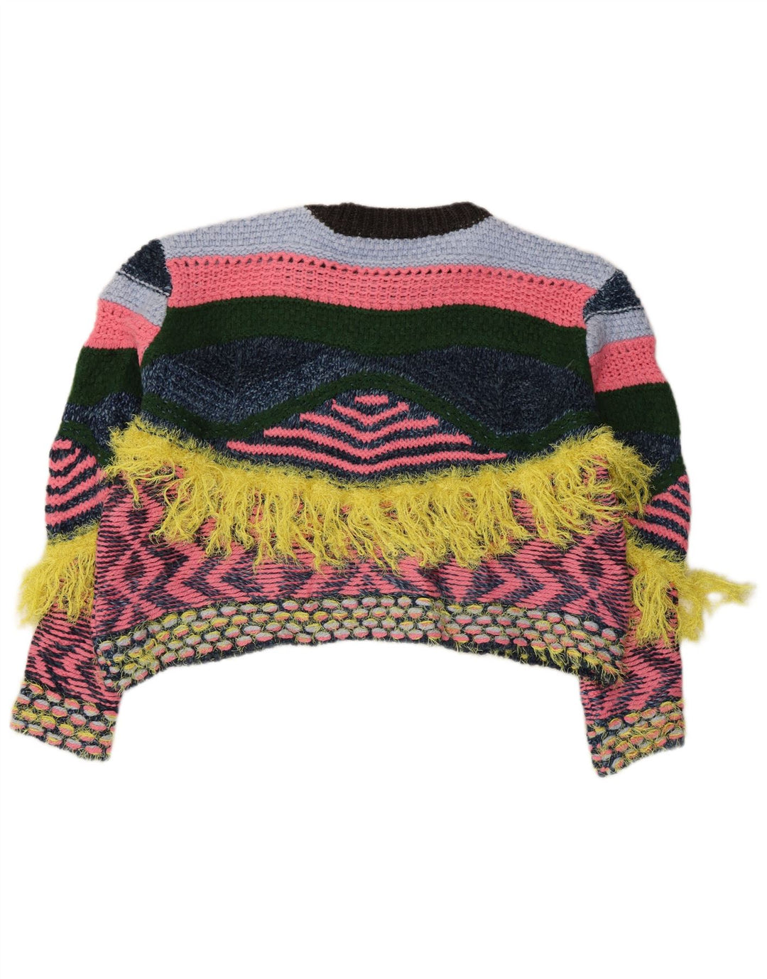 ZARA Pull surdimensionné à col rond pour femme UK 10 Small Multicolore