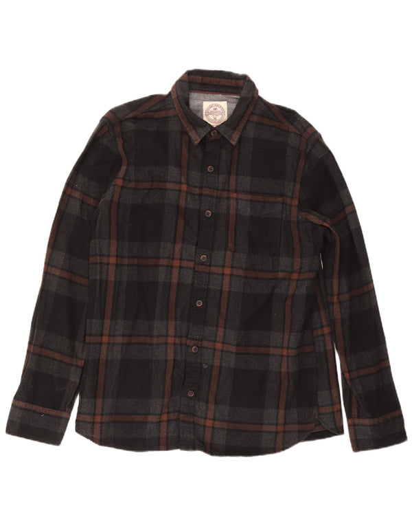 Fat Face Chemise en flanelle pour homme en coton à carreaux noirs