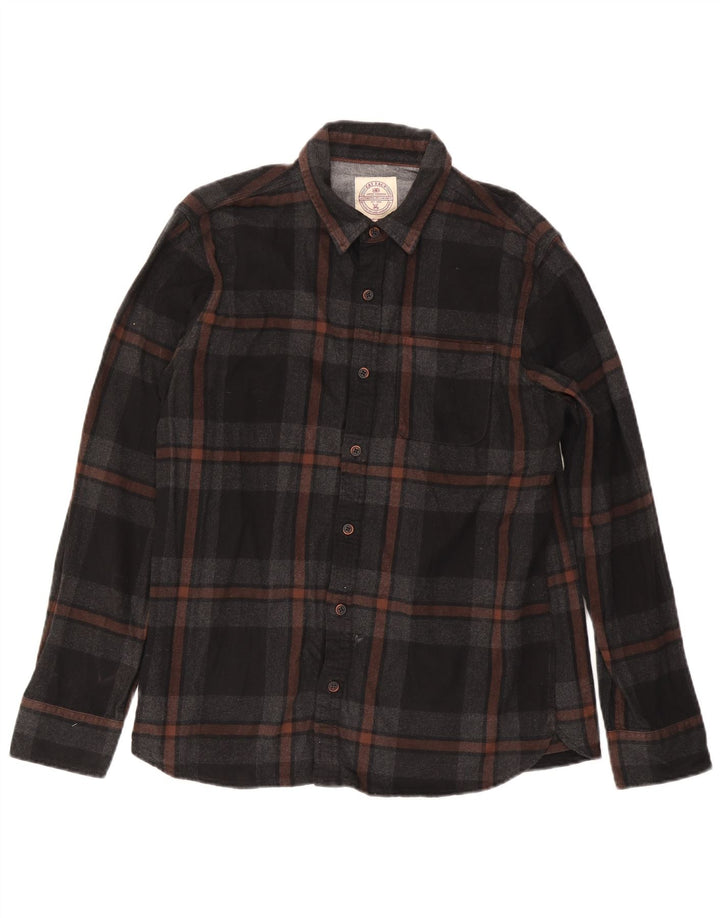 Fat Face Chemise en flanelle pour homme en coton à carreaux noirs
