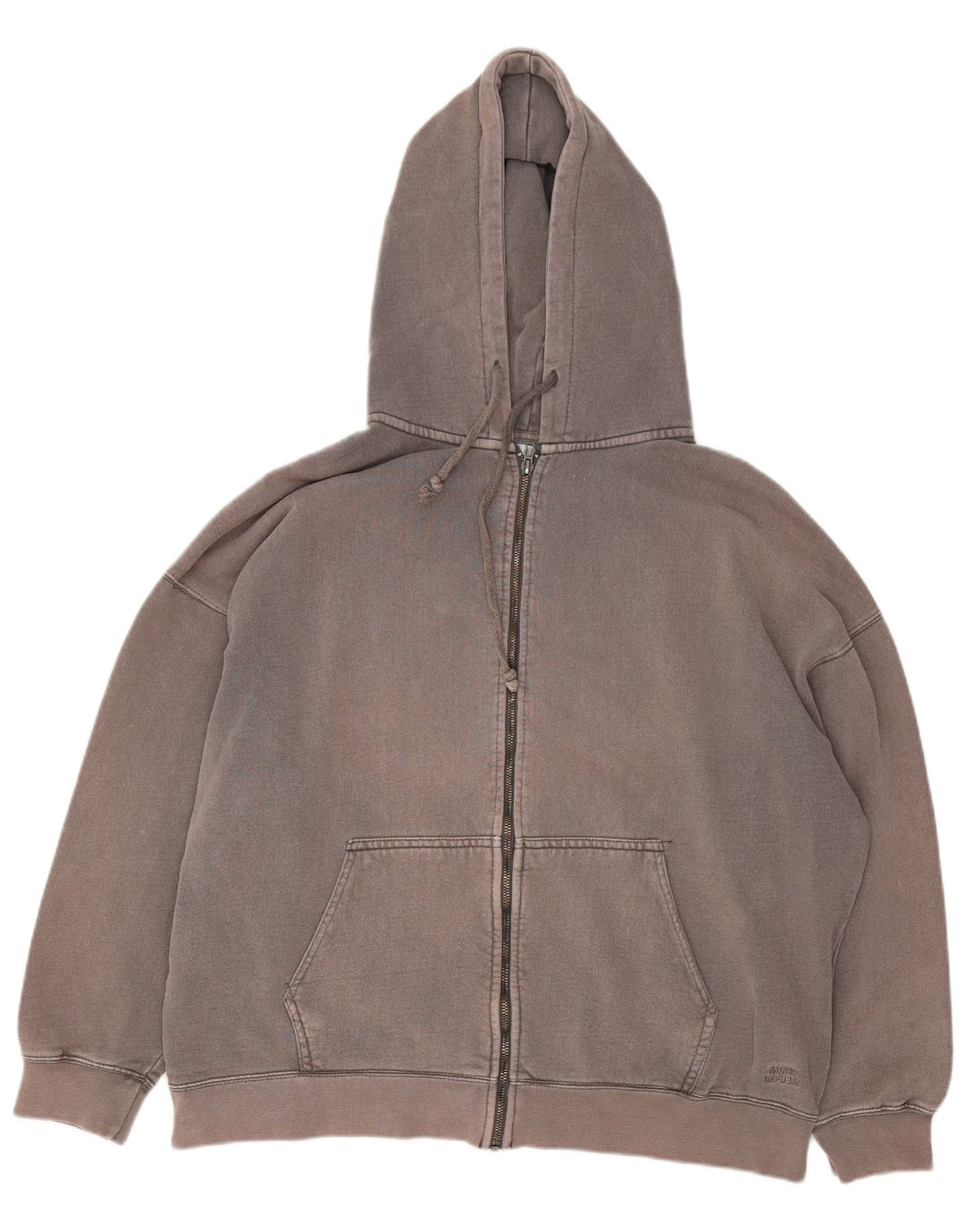 Pull & Bear Pull à capuche zippé surdimensionné pour femme UK 14 Gris moyen Coton