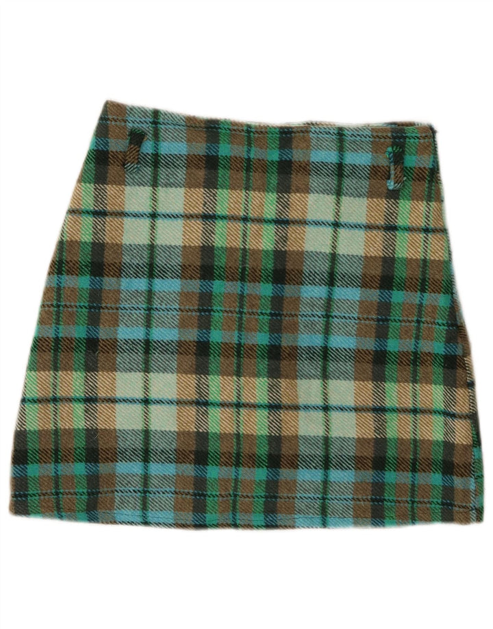 Vintage Mini-jupe femme Small W26 Acrylique à carreaux multicolore