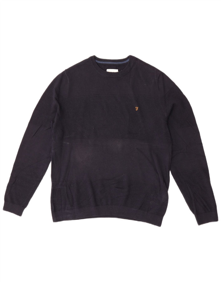 Farah Pull Col Rond Homme Bleu Marine Moyen Coton