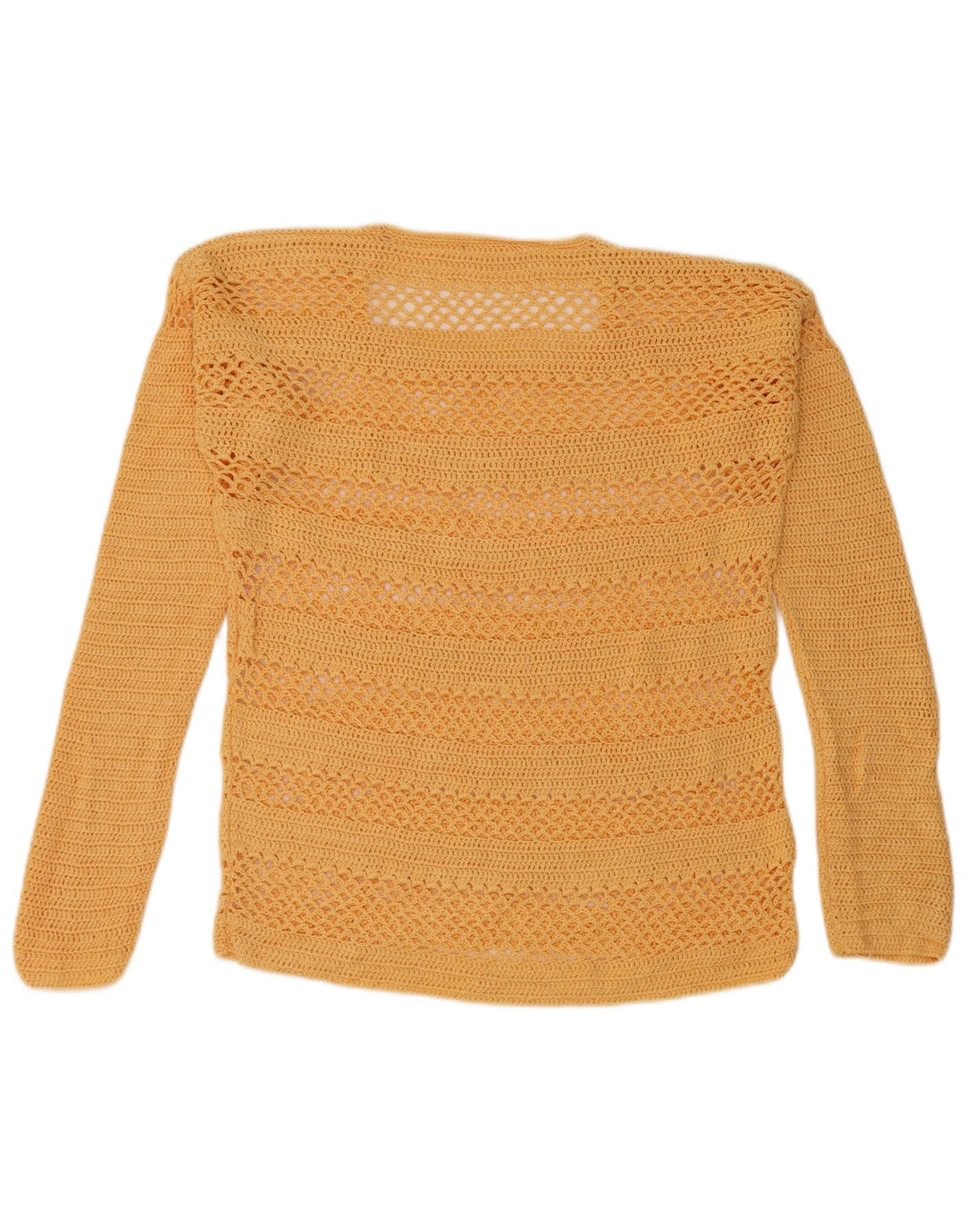 vintage Femmes Crochet Blouse Top UK 14 Grand Jaune