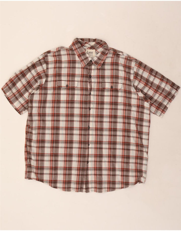LEE Salopette Homme Chemise à Manches Courtes XL Coton à Carreaux Multicolore