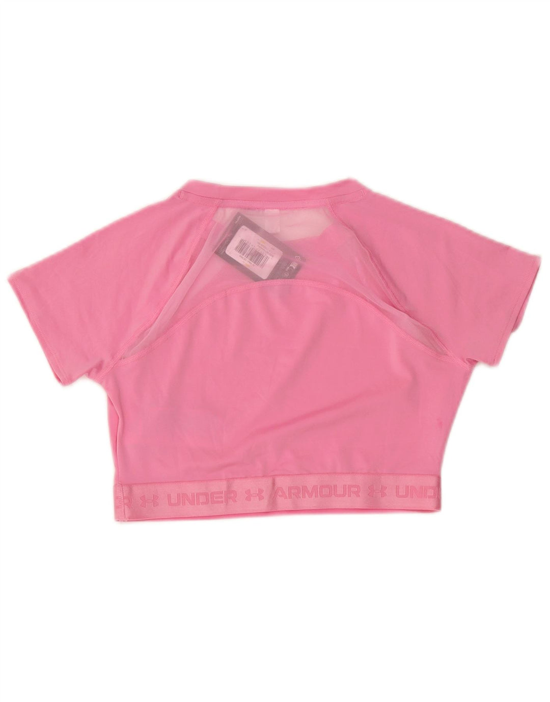 Under Armour Femme Crop Graphic T-Shirt Top UK 12 Rose Moyen Polyester