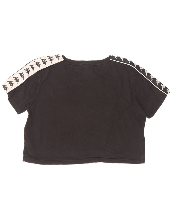 Kappa Womens Crop Graphic T-Shirt Top UK 16 Grand Noir Colorblock Coton