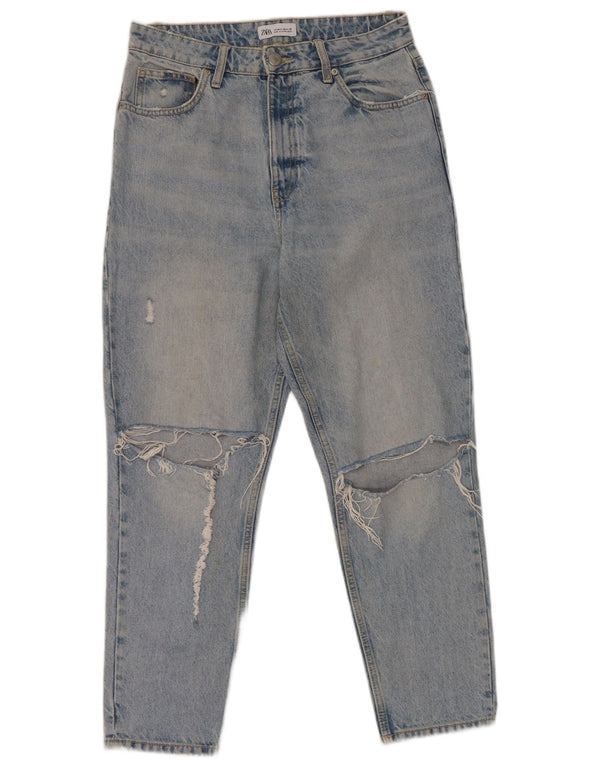 Zara Jean fuselé en détresse pour femme EU 40 Medium W30 L27 Bleu Coton