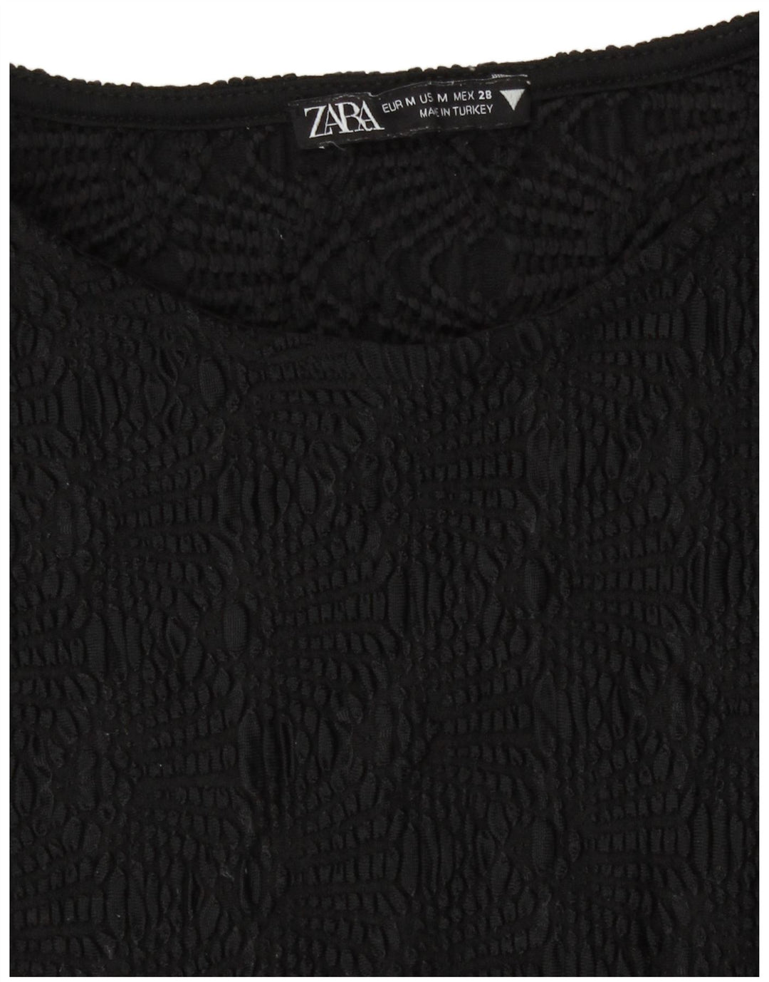 Zara Womens Crop Blouse Top UK 12 Moyen Noir Polyester