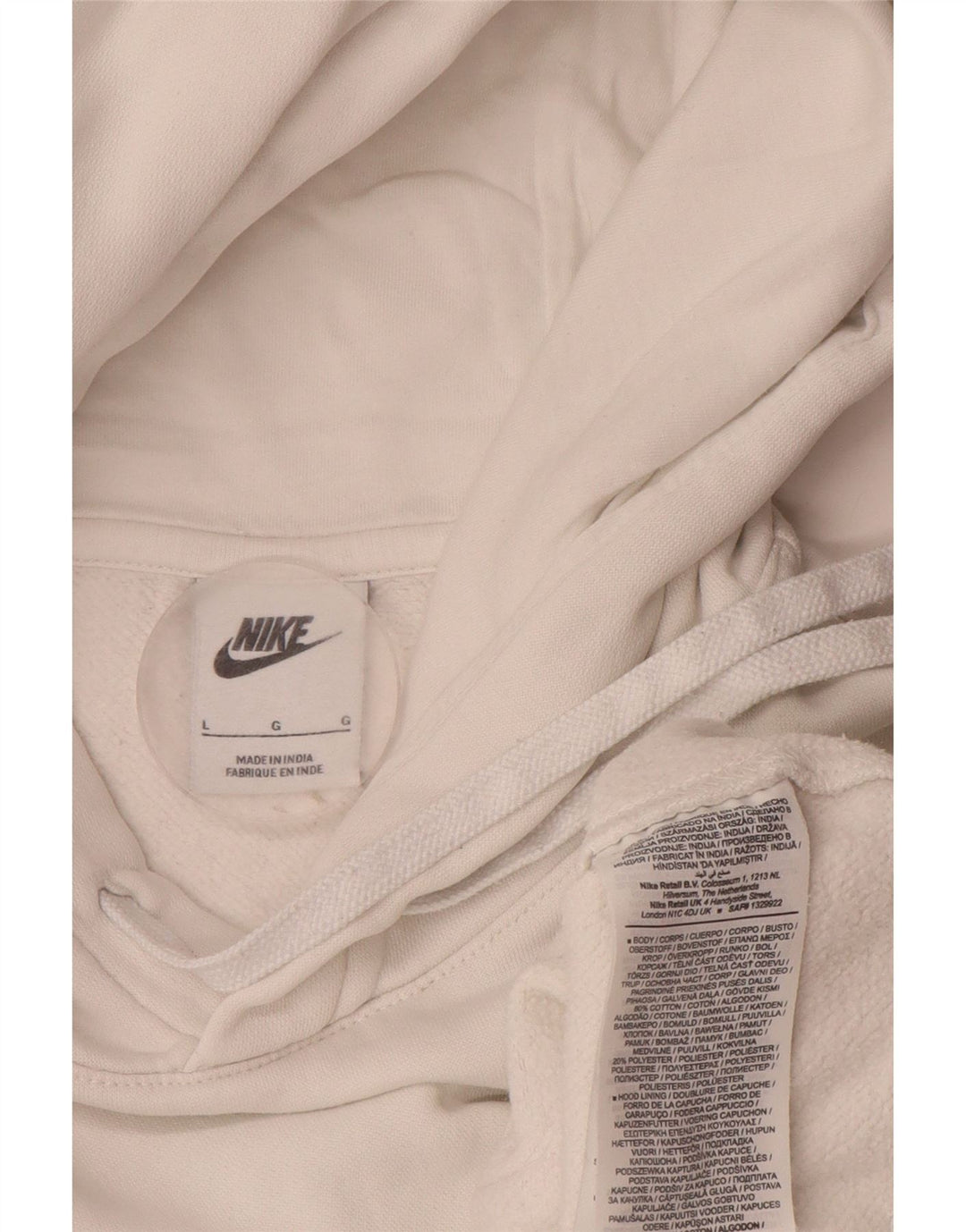 Nike Pull à capuche pour homme en coton blanc Taille L