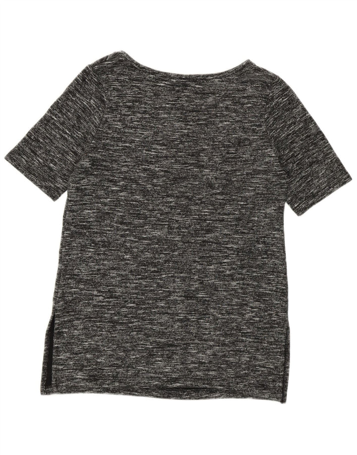 Benetton T-Shirt Long Femme UK 14 Moyen Noir Moucheté