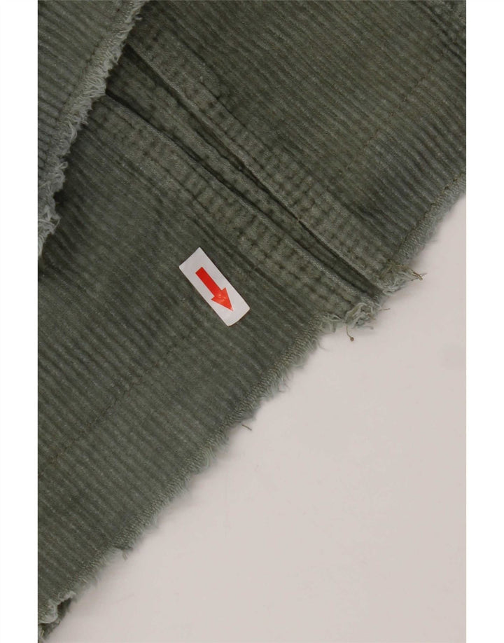 Zara Veste surdimensionnée en velours côtelé pour femme UK 10 Petit coton kaki