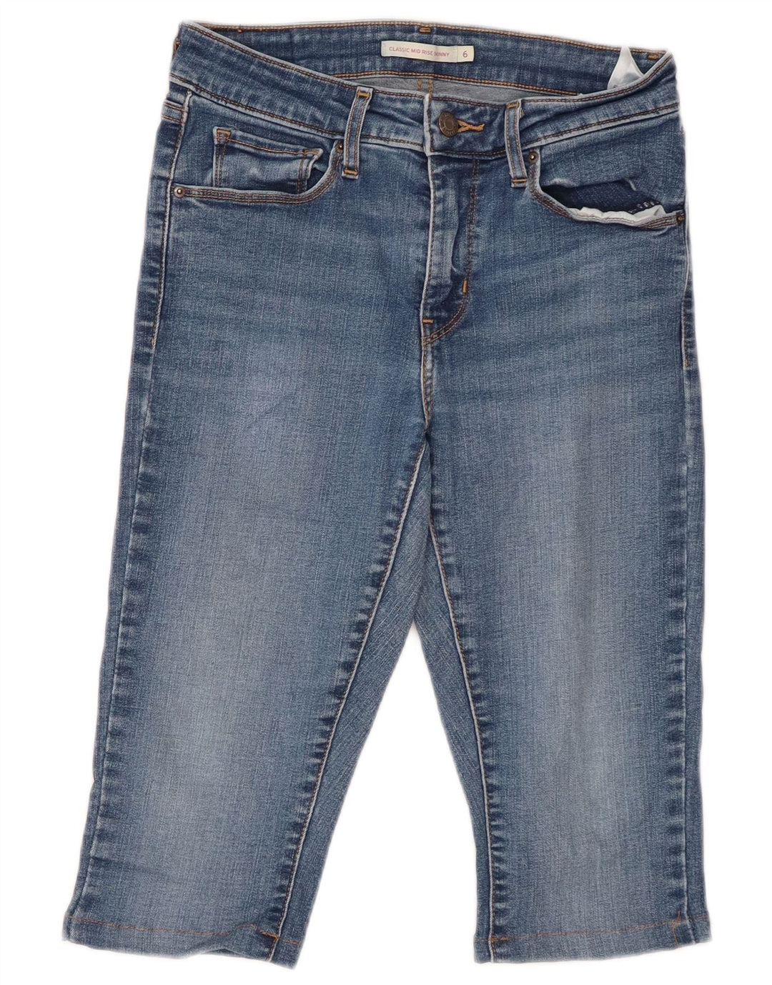 LEVI'S Jean Capri classique taille moyenne pour femme US 6 Medium W26 L14 Bleu