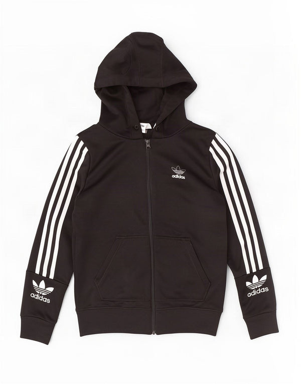 Adidas Pull à capuche zippé graphique pour femme UK 6 XS Noir Polyester
