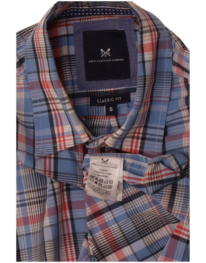 Crew Clothing Chemise classique pour homme en coton à petits carreaux bleus