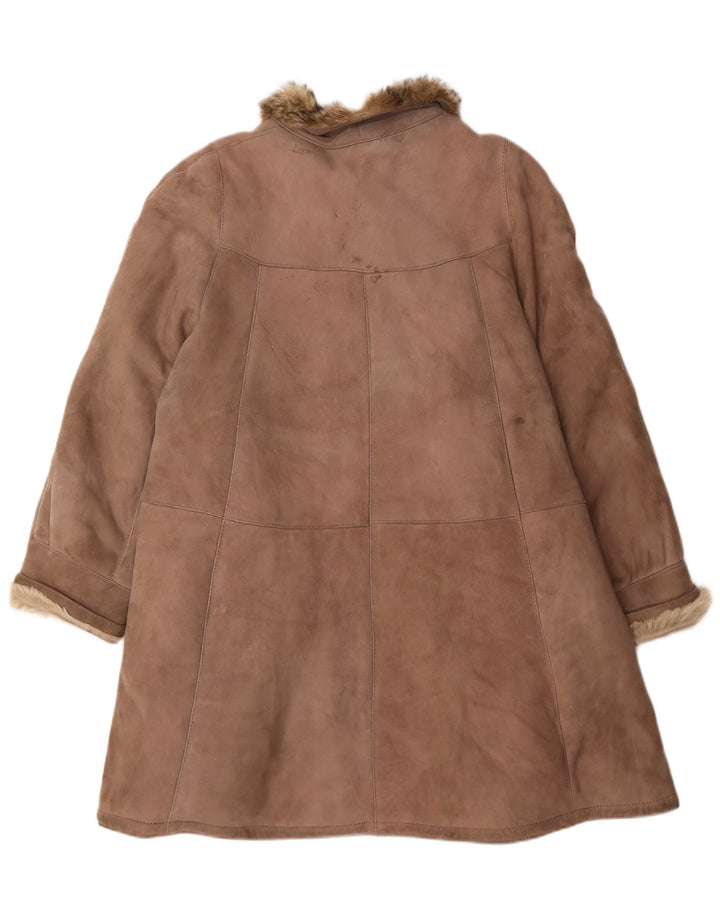 manteau en peau de mouton femme vintage UK 18 XL Marron
